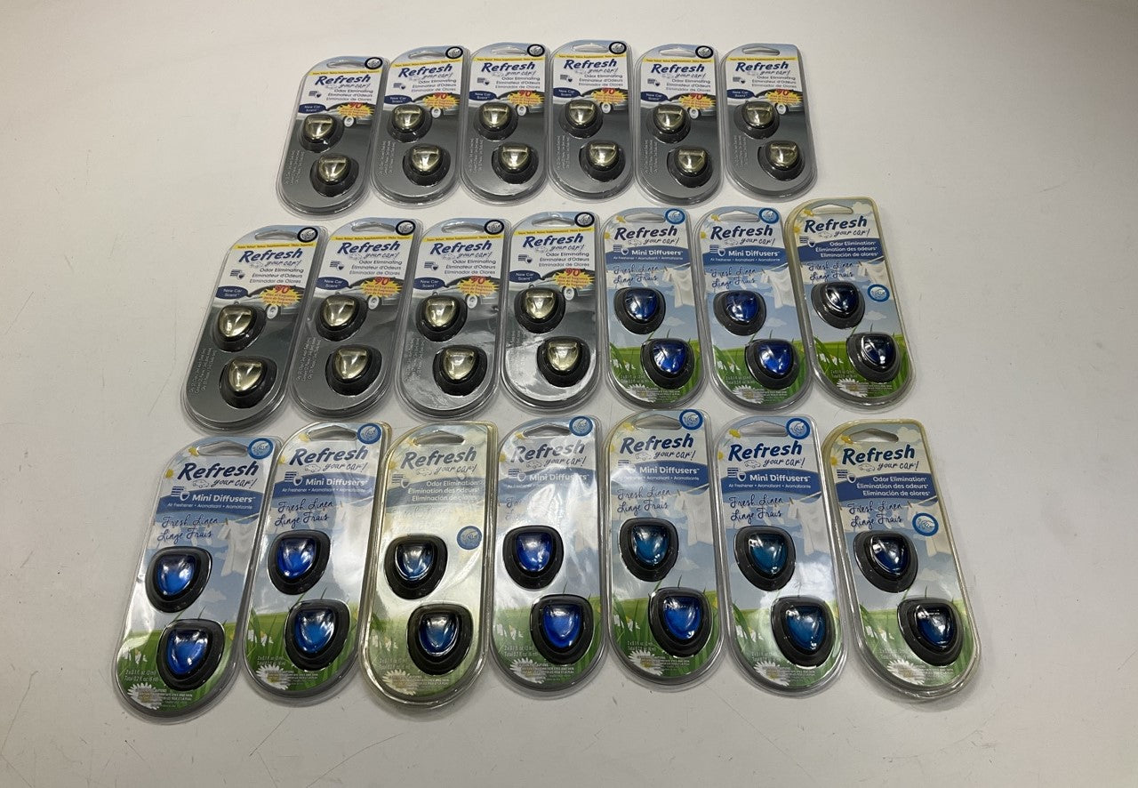 20 - Refresh Car Vent Clip Air Freshener Lot (10) Newcar  (10) Fresh Linen Scent