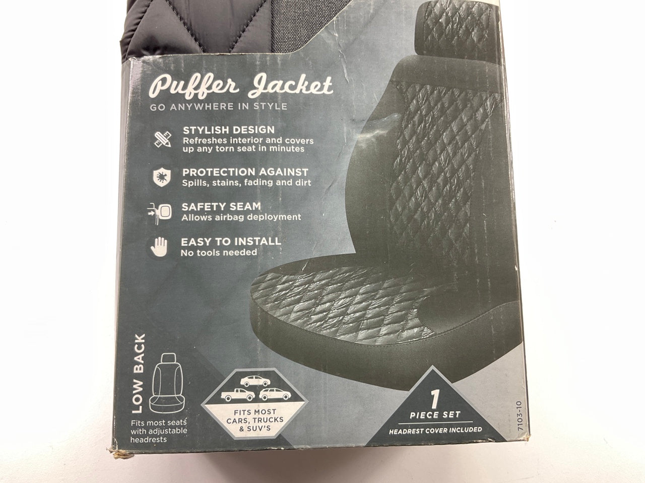 Pilot 7103-10 - Puffer Low Back Seat Cover, UNIVERSAL