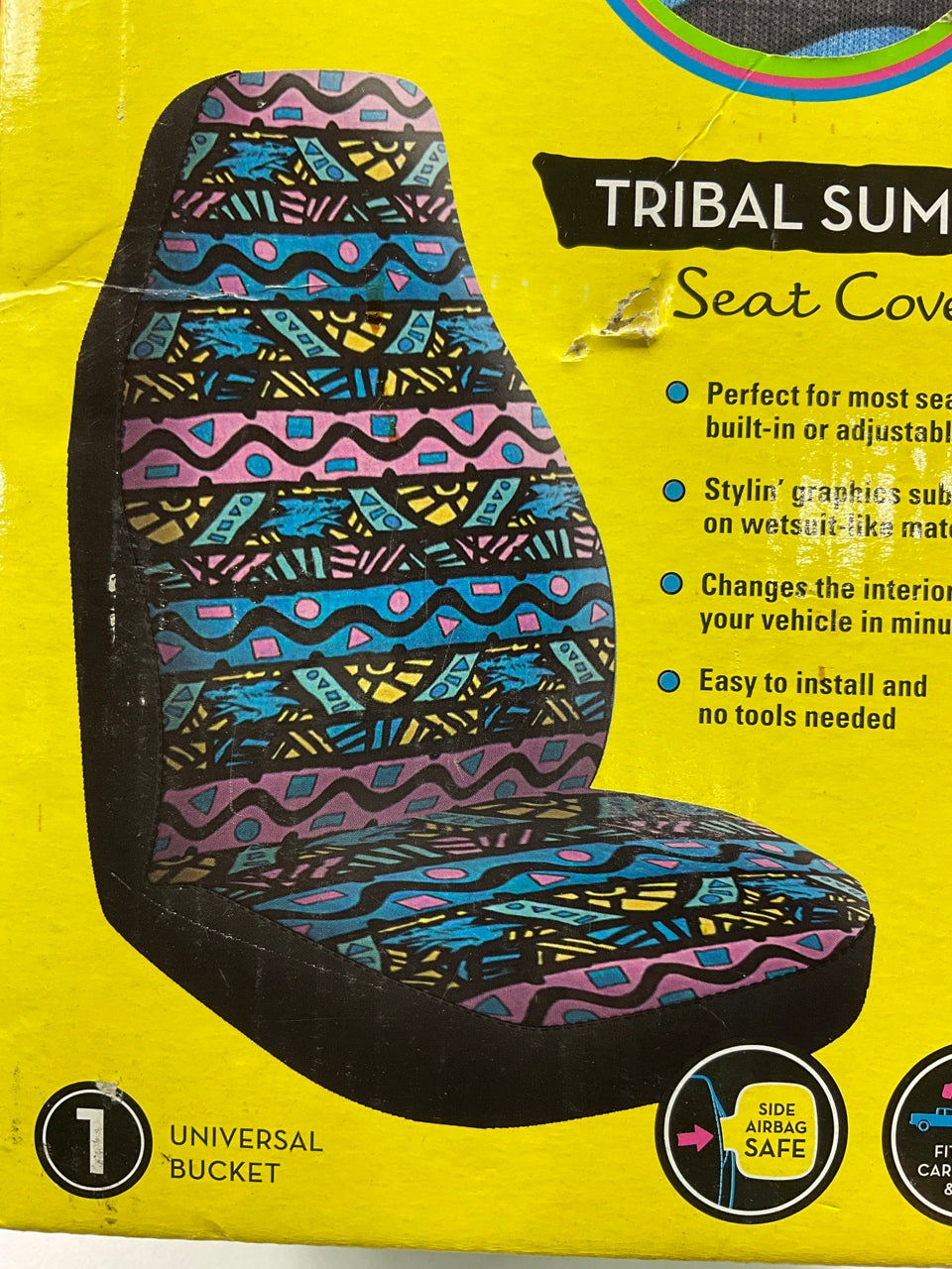 (2) 7110-10 Maui Design High Back Seat Universal Seat Covers, Tribal Summer