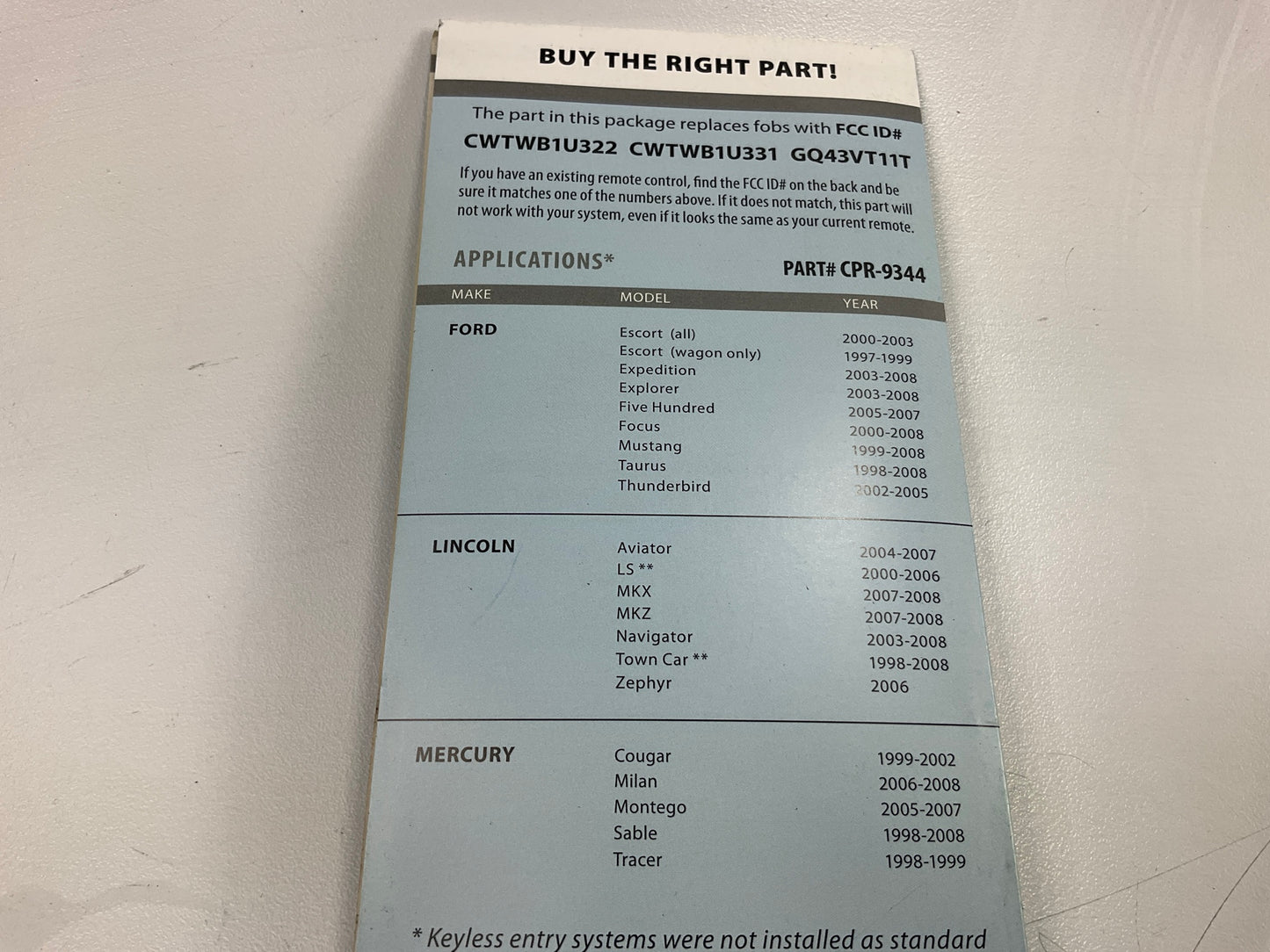 Remotes Unlimited CPR9344 Keyless Entry Remote / Fob Transmitter - Ford 4-Button