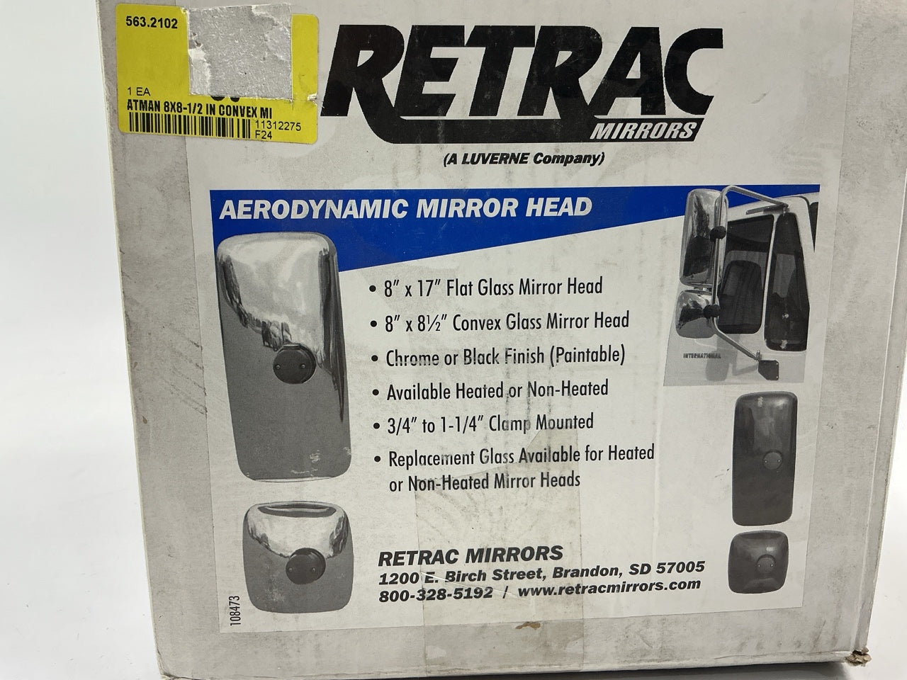 (2) Retrac 610875 Aerodynamic 8'' Black Plastic Convex Mirror Heads