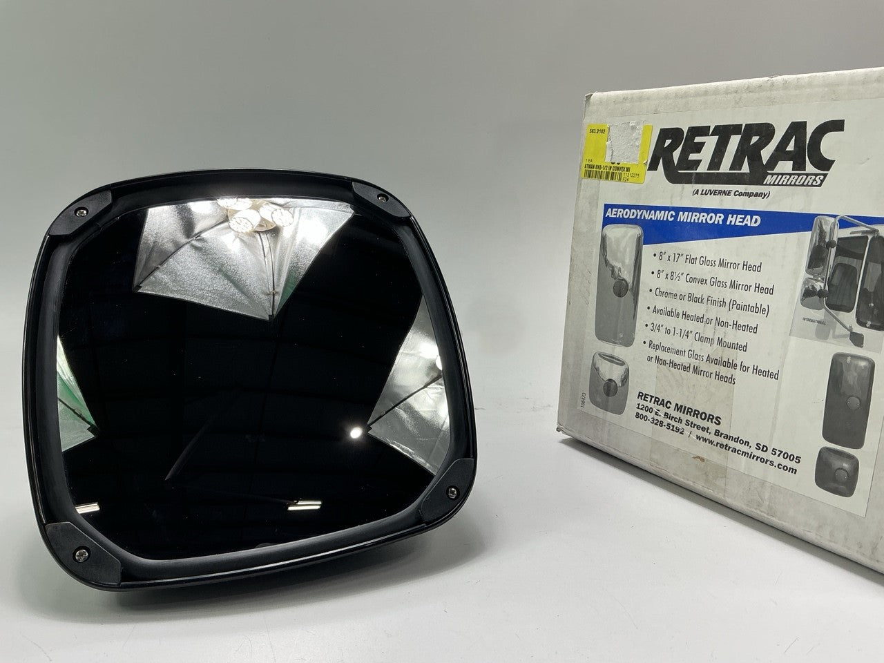 Retrac 610875 Aerodynamic 8'' Black Plastic Convex Mirror Head