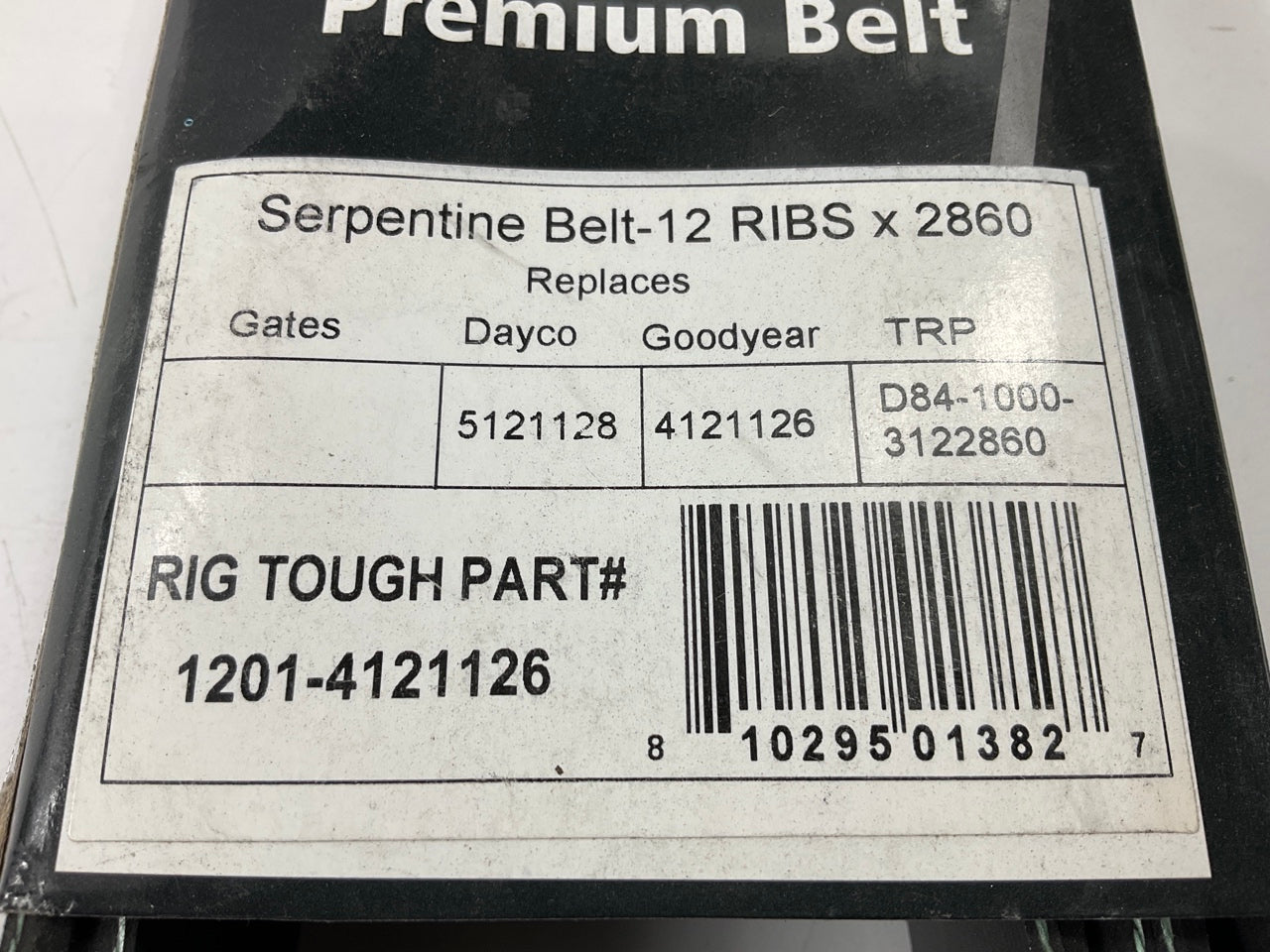 Rig Tough 1201-4121126 Serpentine Belt - 1.647'' X 113.00'' - 12 Ribs