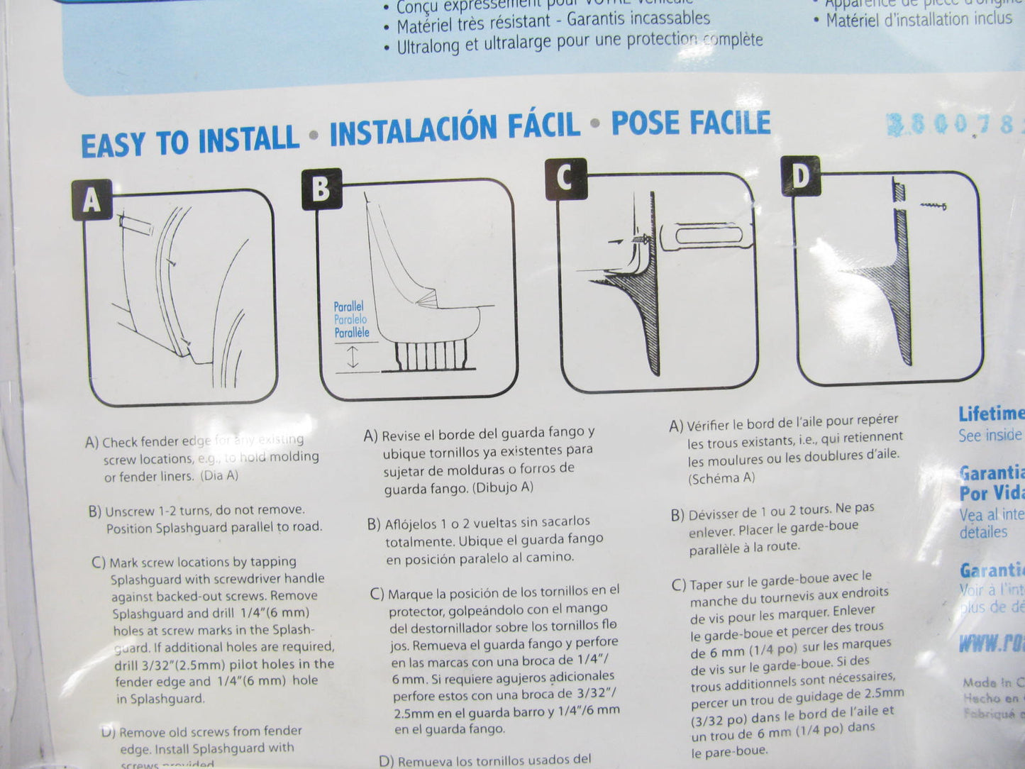 Road Sport 6418 Pro Fit Truck / SUV / Van Splash Guards Mud Flaps Kit Model # 8