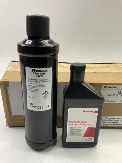 Robinair 13172 Spin On Filter-Drier And 16oz Vacuum Pump Oil Maintenance Kit