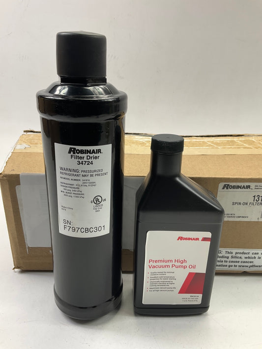 Robinair 13172 Spin On Filter-Drier And 16oz Vacuum Pump Oil Maintenance Kit