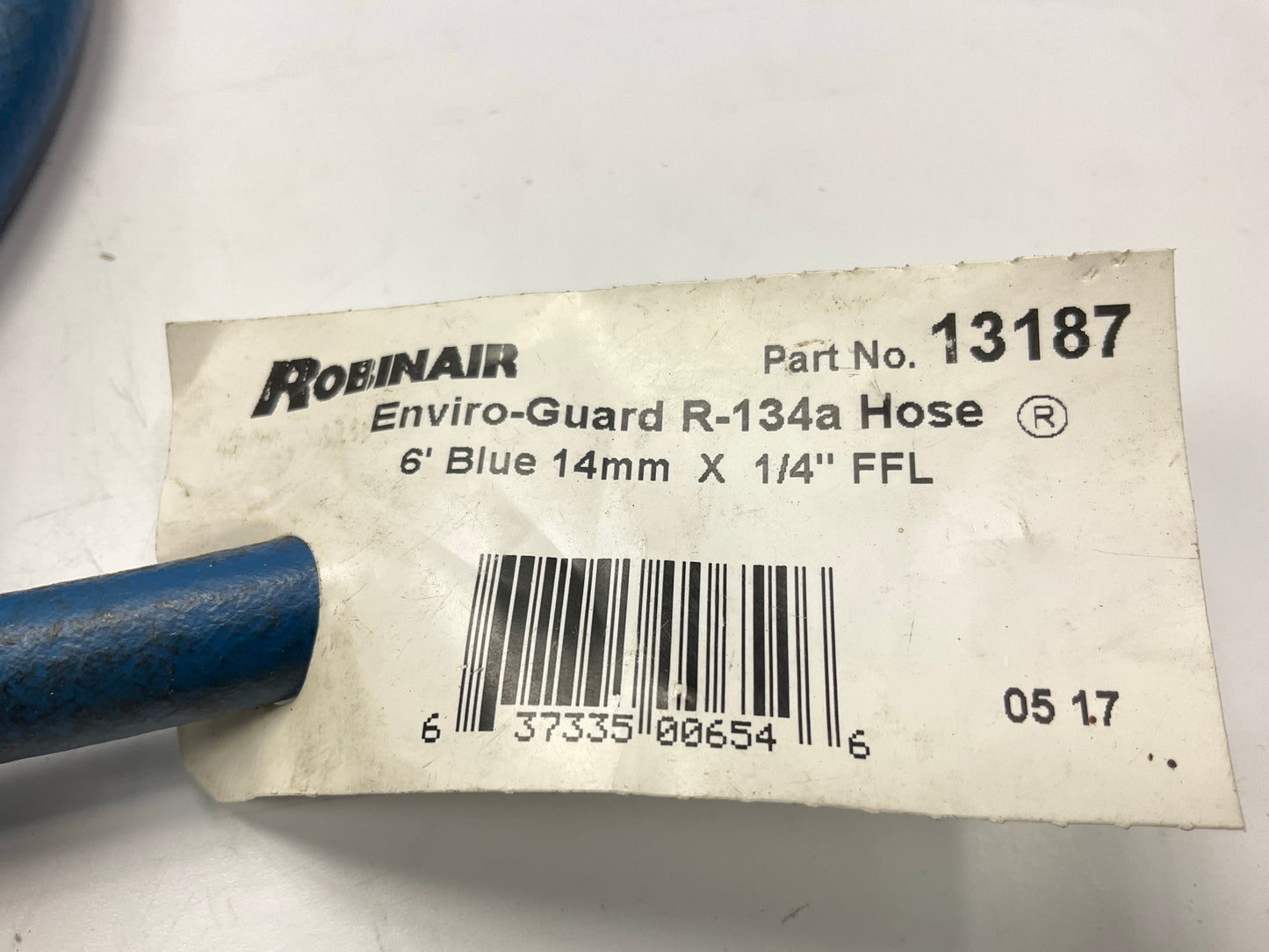 Robinair 13187 Low Side Conversion Hose 6' Blue 14mm X 1/4'' FFL Adapter