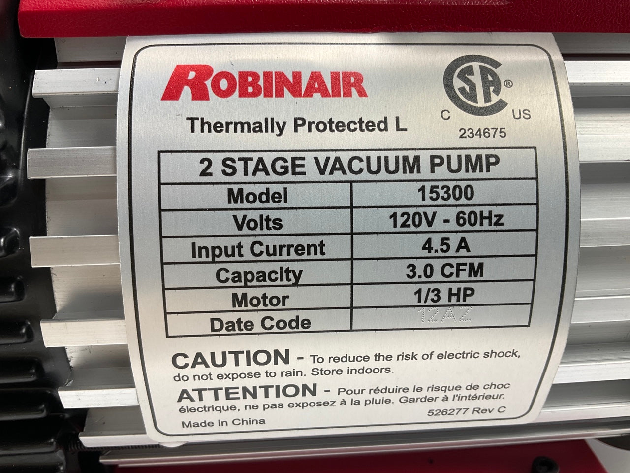 Robinair 15300 VacuMaster Economy Vacuum Pump - 2-Stage, 3 CFM