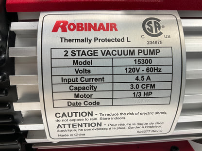 Robinair 15300 VacuMaster Economy Vacuum Pump - 2-Stage, 3 CFM