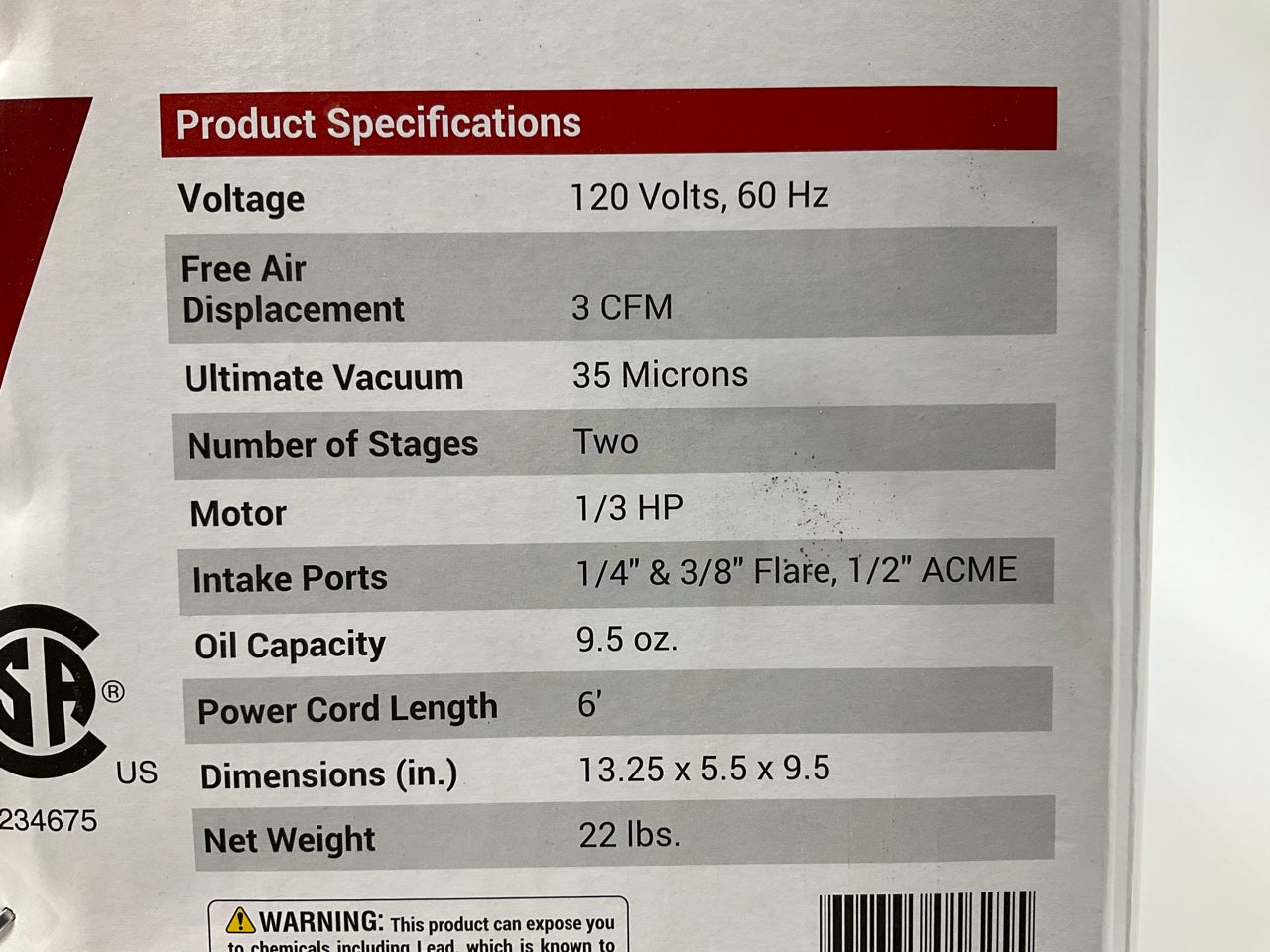 Robinair 15300 VacuMaster Economy Vacuum Pump - 2-Stage, 3 CFM