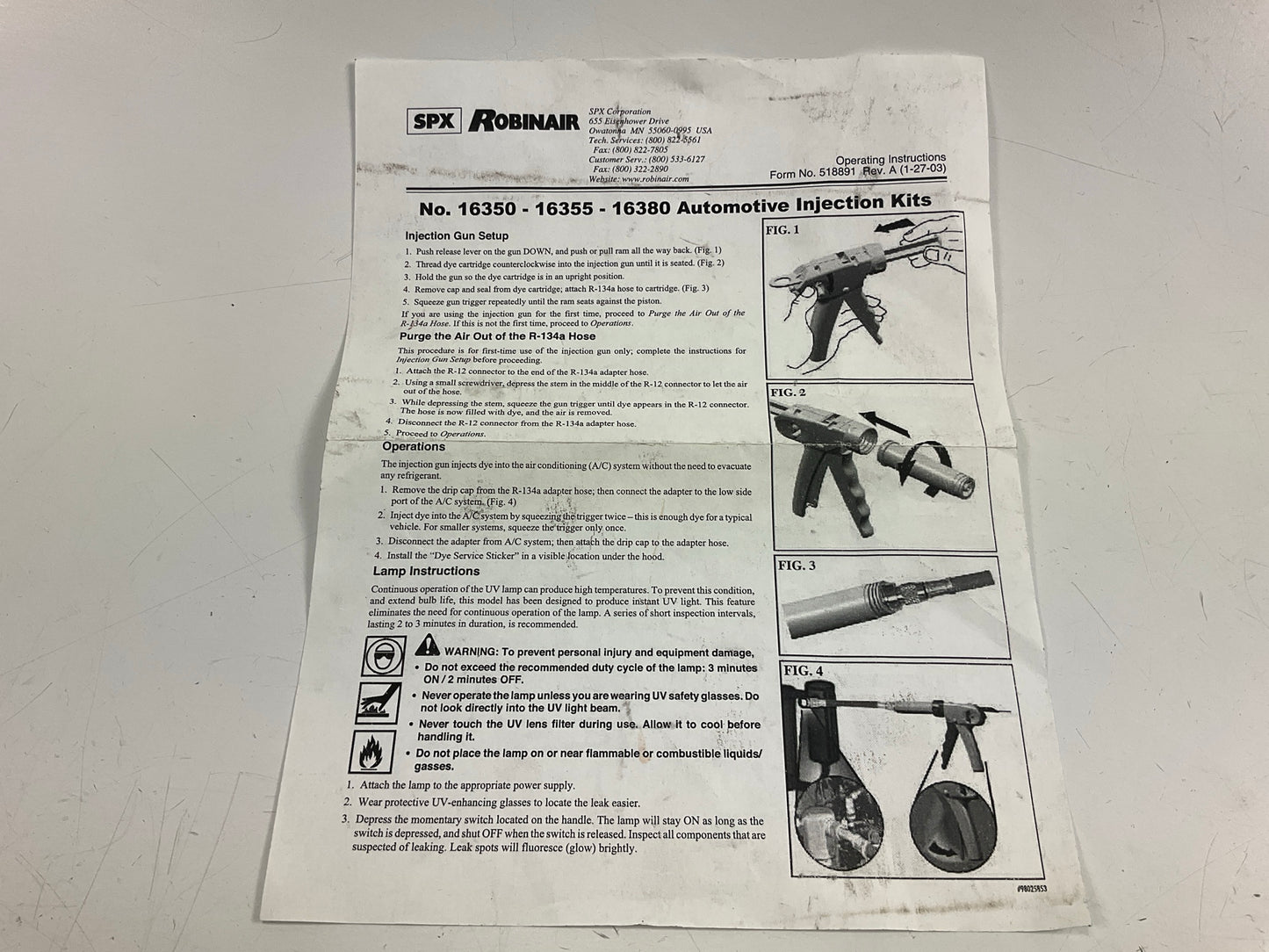 NEW, OPEN BOX - Robinair 16380 UV A/C Air Conditioning Leak Detection Kit 134a