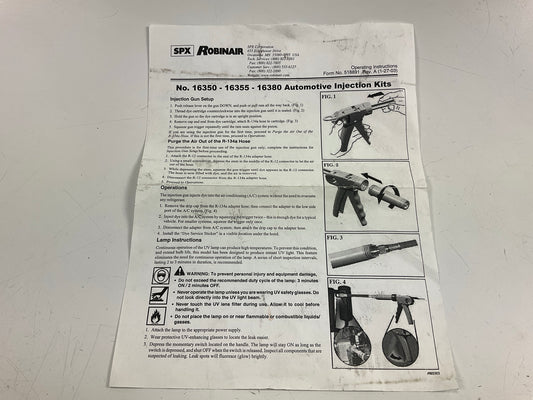 NEW, OPEN BOX - Robinair 16380 UV A/C Air Conditioning Leak Detection Kit 134a