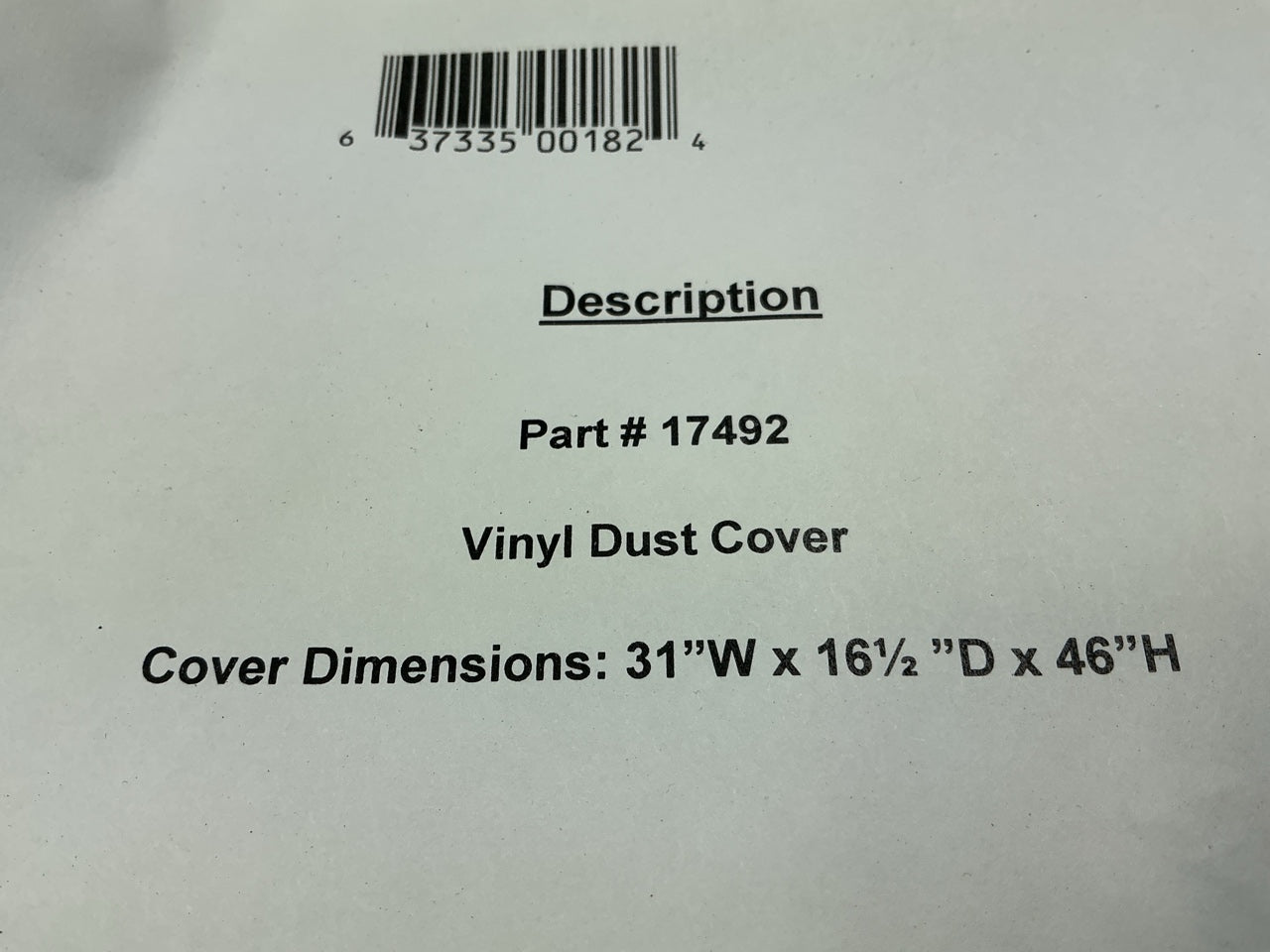 Robinair 17492 CoolTech Machine Vinyl Dust Cover For 17700-2K, 34700Z, 347002K