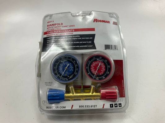 Robinair 45111 A/C 134A Manifold Gauge Set With 72'' Hose & Couplers