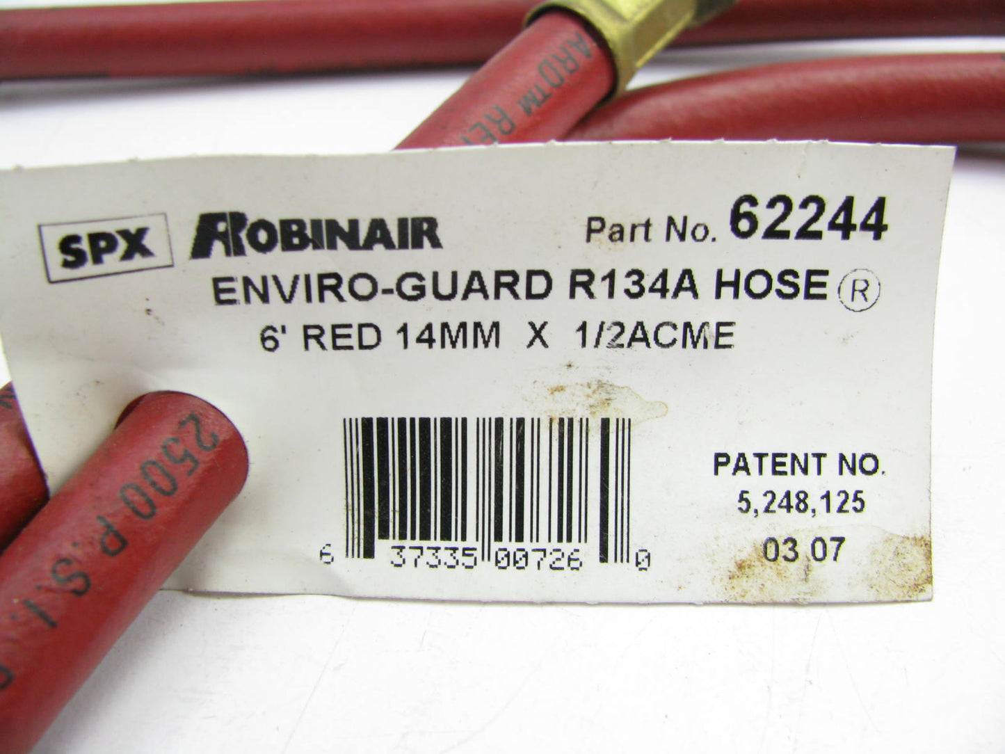Robinair 62244 A/C Hose 14MM X 1/2 ACME 134a - 72'' Long Red
