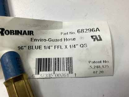 Robinair 68296A 1/4'' Enviro-Guard A/C Hose Quick Seal Fittings - Blue Only, 96''