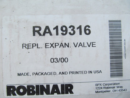 Robinair RA19316 Expansion Valve For 12134A, 12135A,12136A Dual Gas Recyclers