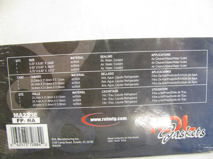 Rol Gasket MA223E EZ-Stick Gasket Material Air Water Coolant 3 Sheets 9.25x8.60''