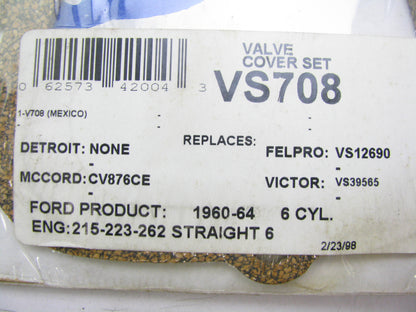 Rol Gasket VS708 Valve Cover Gasket For 1960-1964 Ford Mercury 223 262-L6