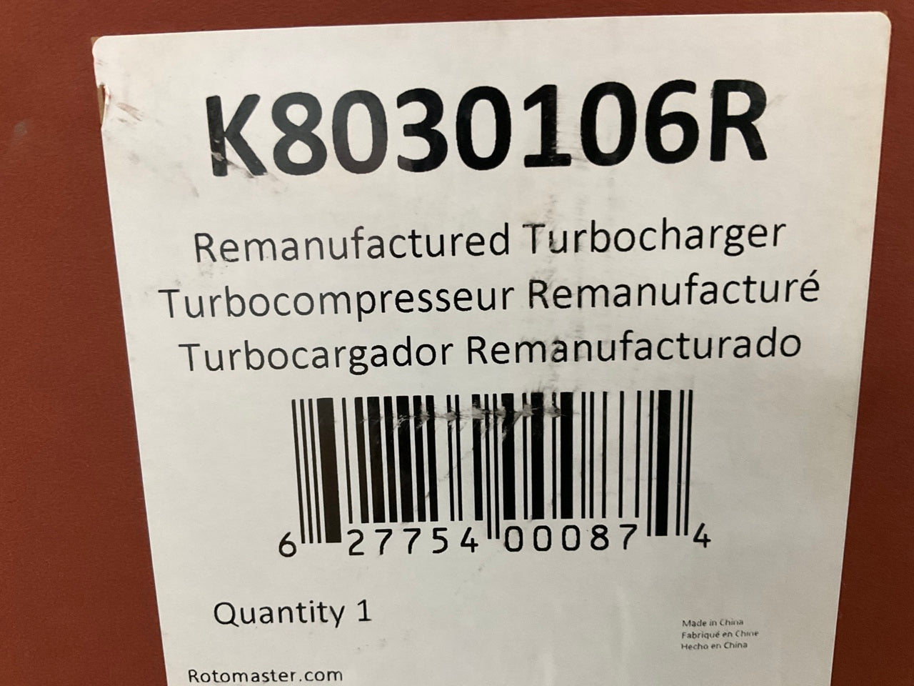 REMAN. Rotomaster K8030106R Turbocharger For 2005-2009 Audi A4 , A4 Quattro 2.0L