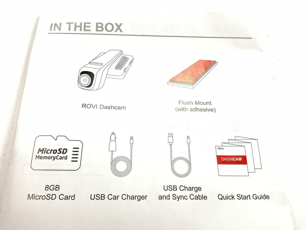 NIB - Rovi CL-3030 Flat Mount Dashcam Pro With WIFI And 8GB SD Card