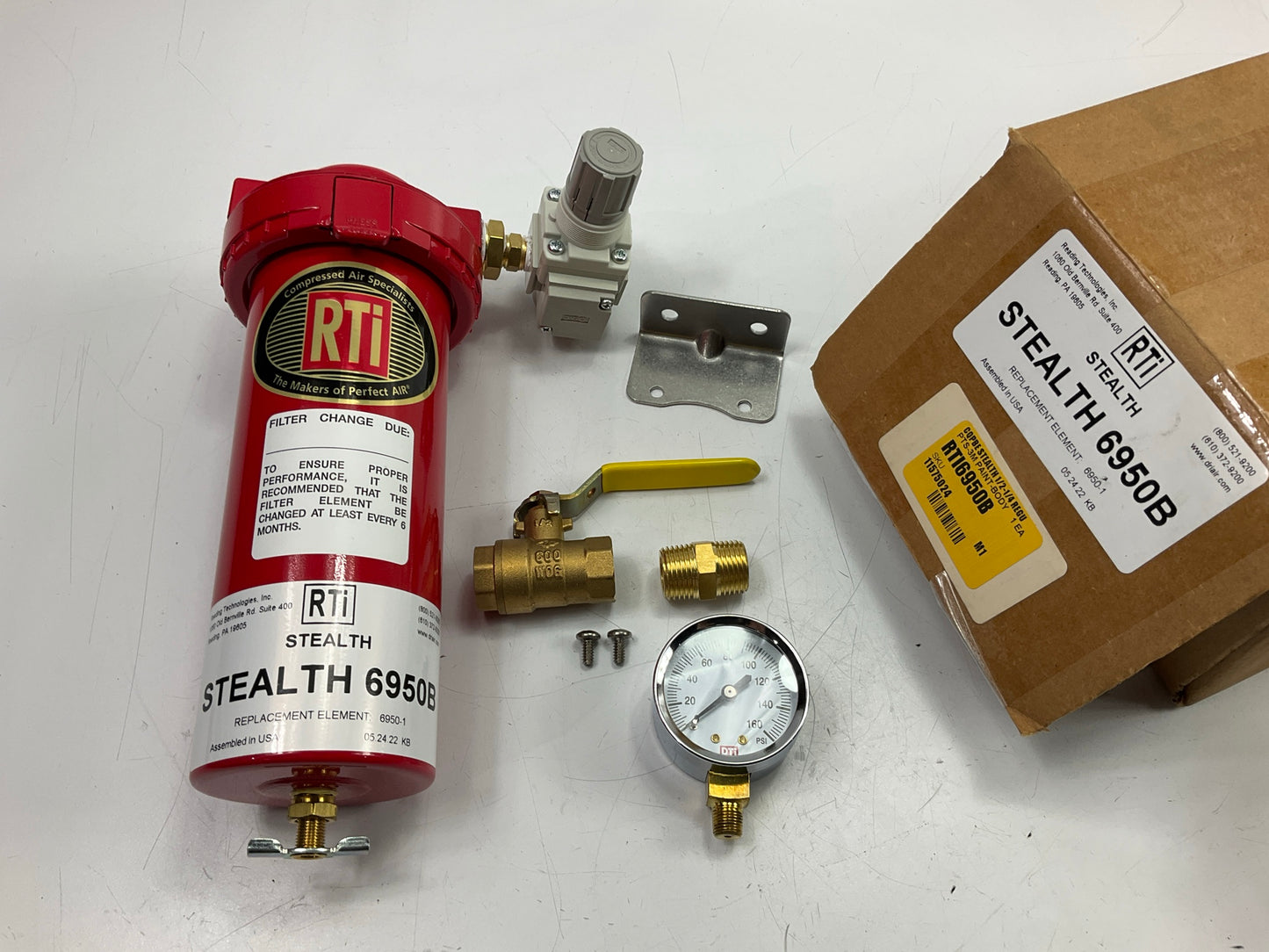RTI 6950B Stealth 60 CFM Air Line Filter/Regulator, Made In USA