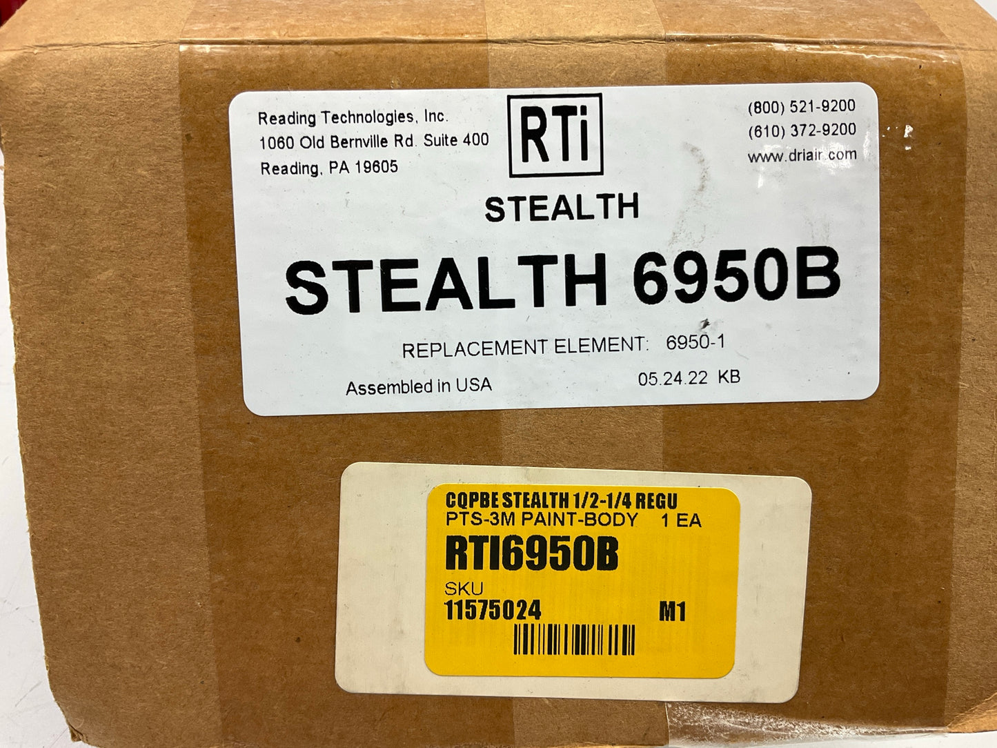 RTI 6950B Stealth 60 CFM Air Line Filter/Regulator, Made In USA