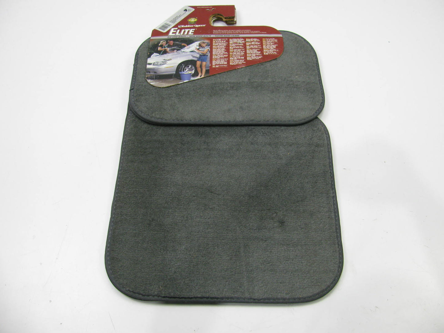 Rubber Queen 1081 Gray Universal Floor Mats With Heel Pad - 4 Pieces