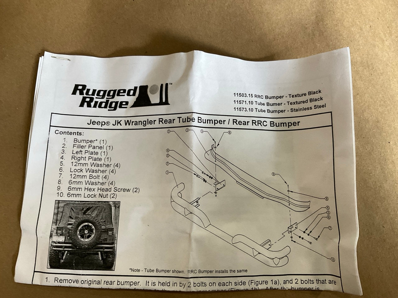 Rugged Ridge 11503.15 RRC Rear Bumper With Hitch For 2007-2018 Jeep Wrangler JK