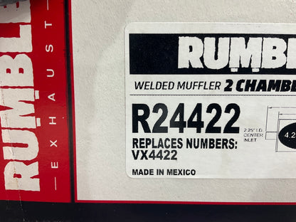 Rumble R24422 Performance Exhaust Muffler - 2-1/4'' Center Inlet, 2-1/4'' Dual Out