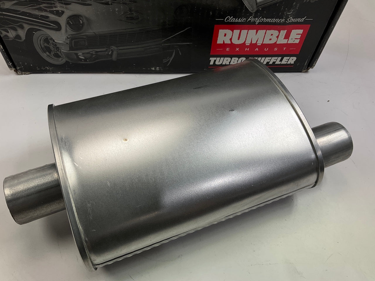 Rumble R27702 2'' Offset Inlet, 2'' Center Outlet Performance Muffler