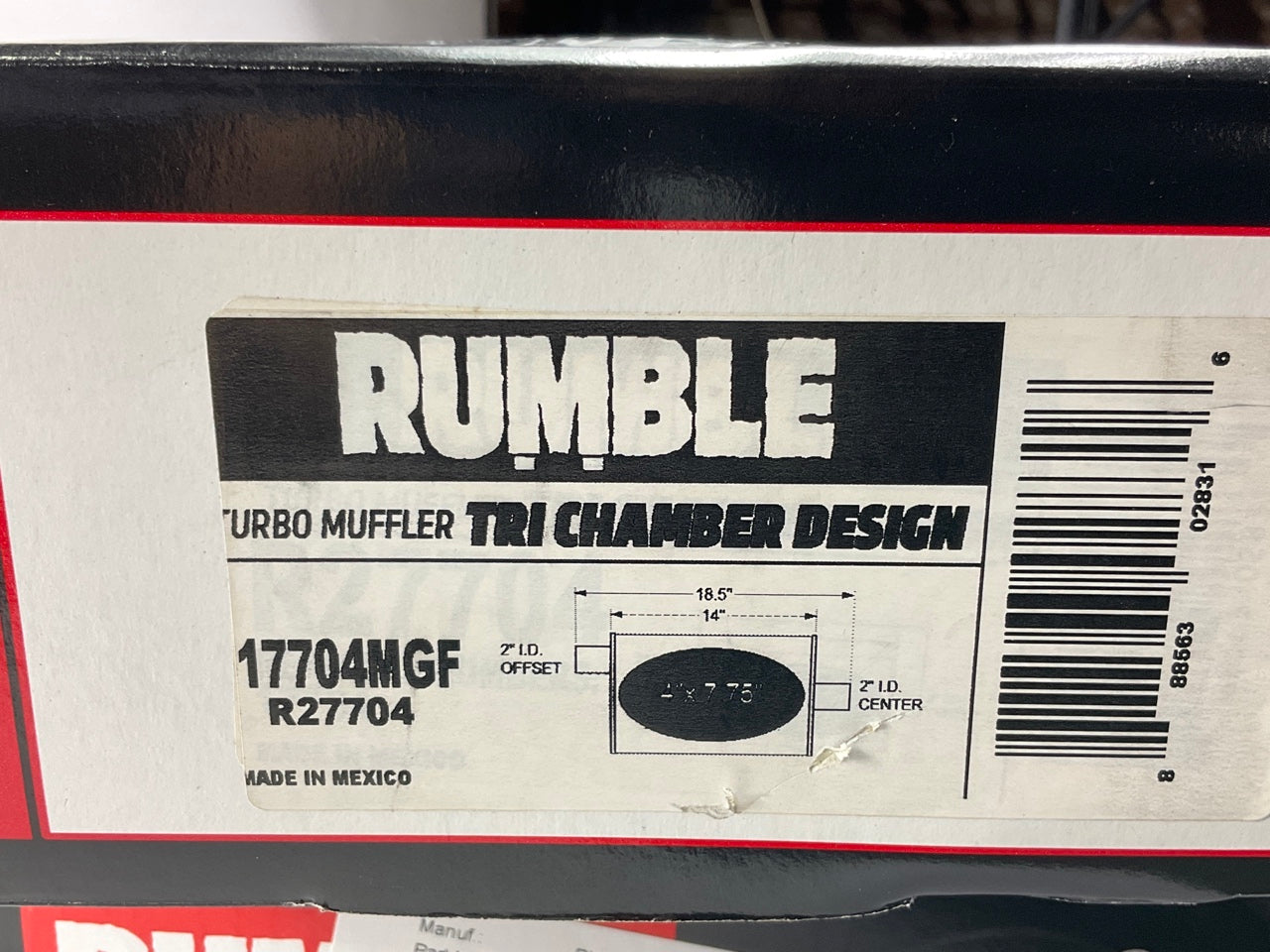 Rumble R27704 Universal Performance Exhaust Muffler - 3.00'' Inlet / Outlet