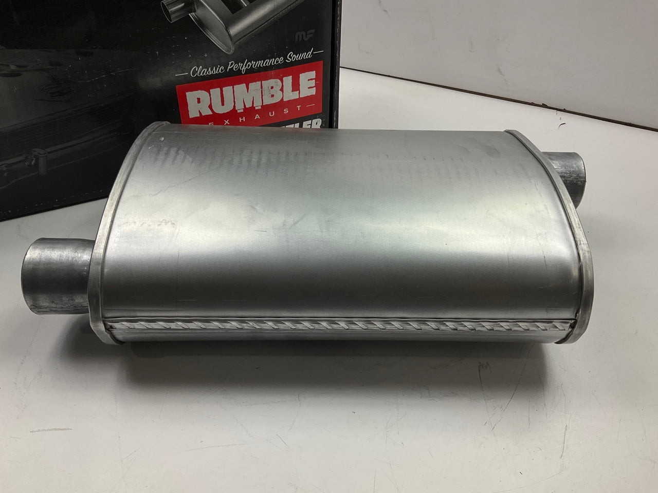 Rumble R27714 Exhaust Turbo Muffler 2-1/4'' In, 2-1/4'' Out Offset