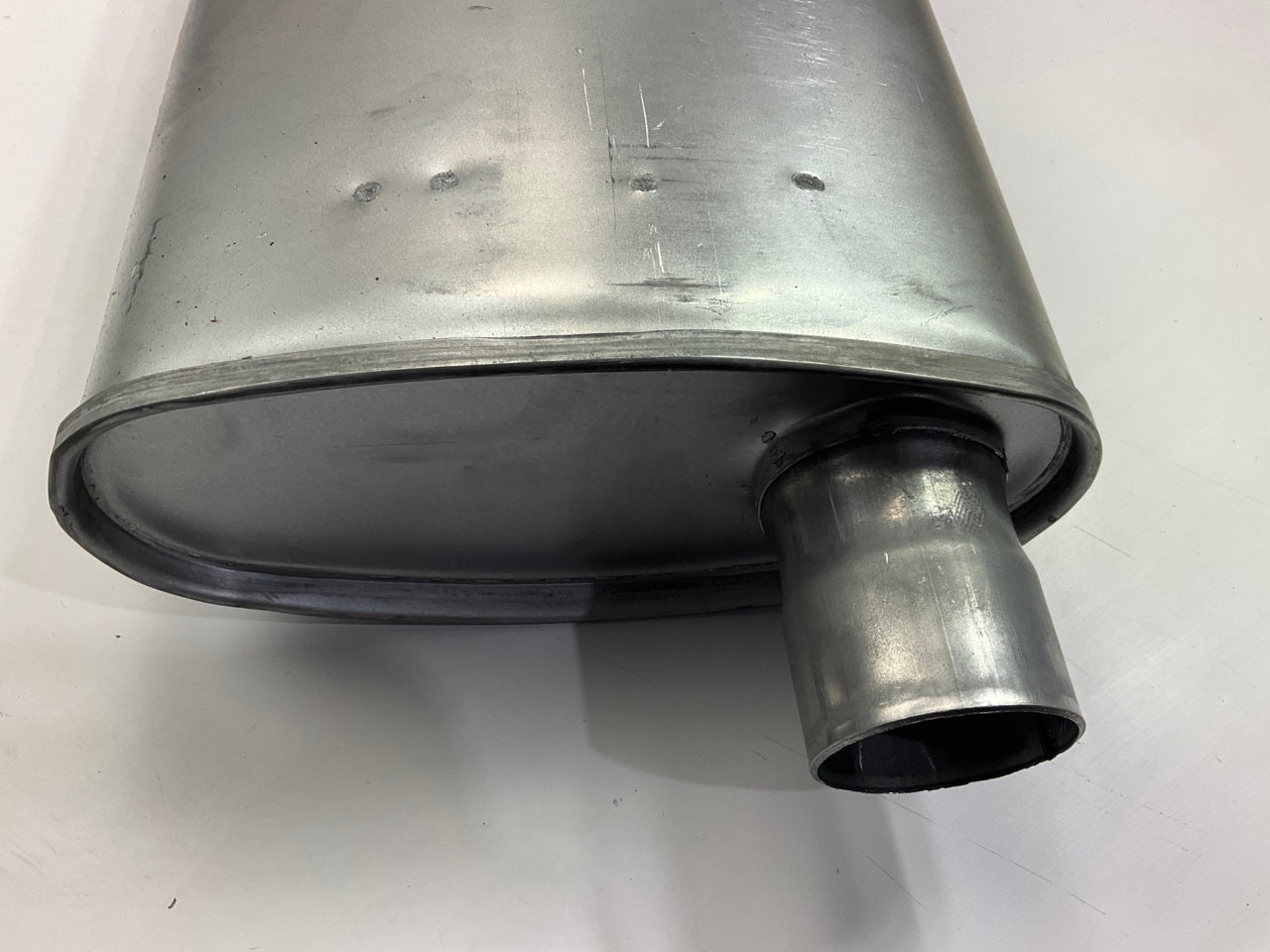 Rumble R27717 Exhaust Turbo Muffler, 2-1/4'' Offset In, 2-1/4'' Center Out, 25'' L.