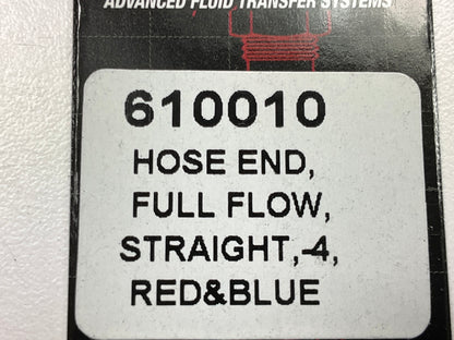Russell 610010 Red/Blue Anodized Aluminum -4AN Straight Hose End
