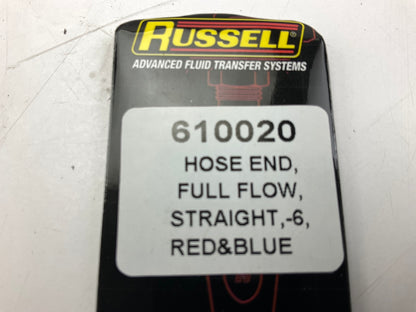 Russell 610020 Red/Blue Anodized Aluminum -6AN Straight Hose End