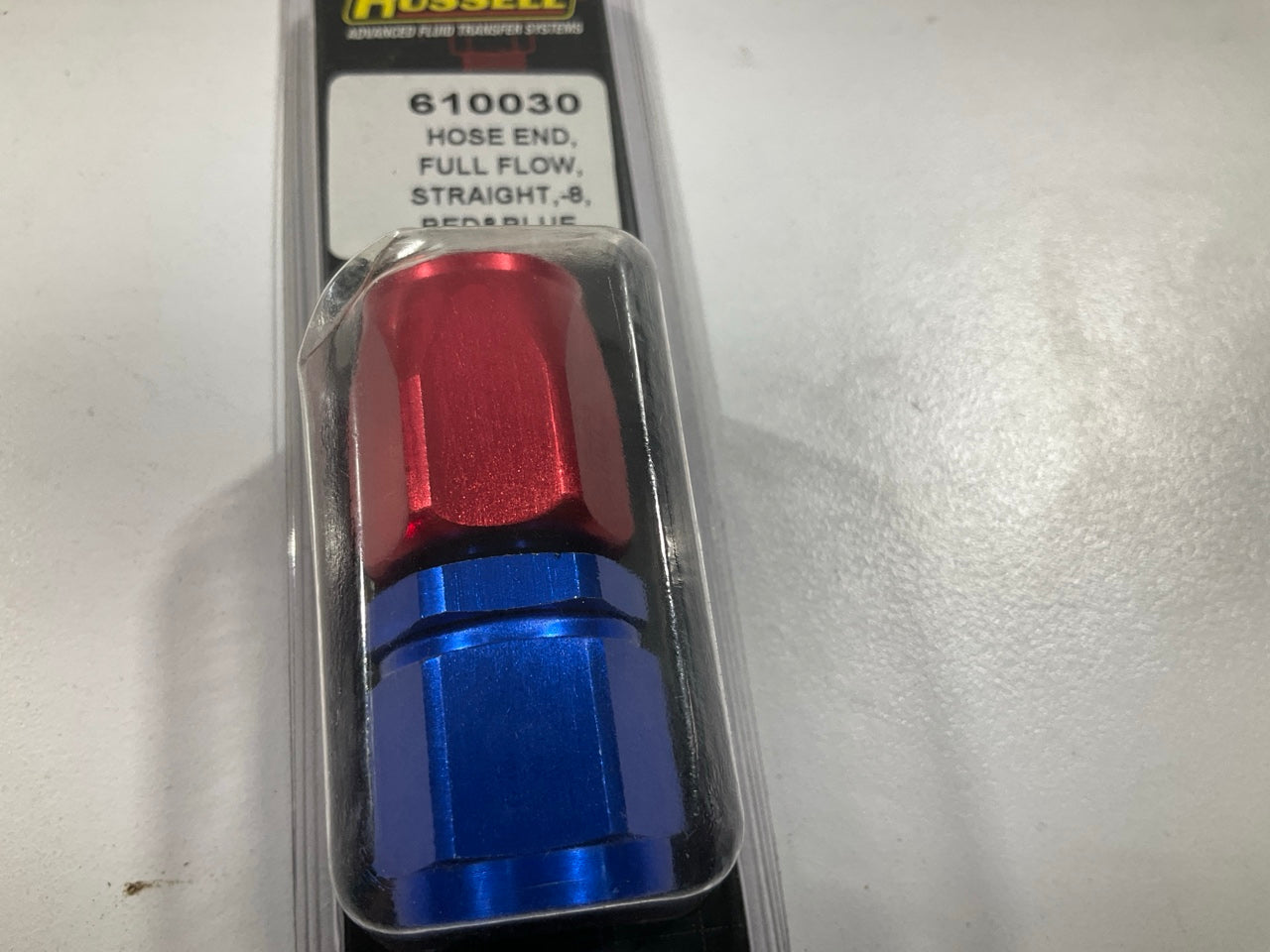 Russell 610030 Red / Blue Anodized Aluminum 8AN Straight Hose End Fitting