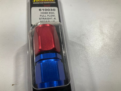 Russell 610030 Red / Blue Anodized Aluminum 8AN Straight Hose End Fitting