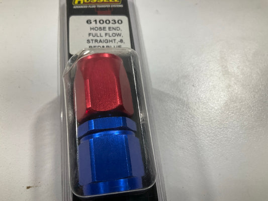 Russell 610030 Red / Blue Anodized Aluminum 8AN Straight Hose End Fitting