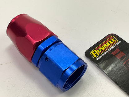 Russell 610040 Red / Blue Anodized Aluminum -10AN Straight Hose End Fitting