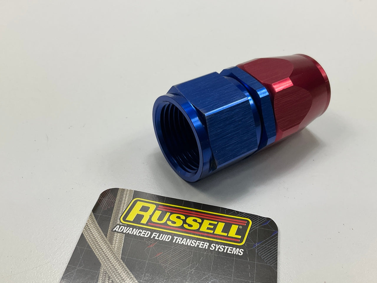 Russell 610050 12 AN Hose To Female -12 AN Fitting, Aluminum, Red/Blue