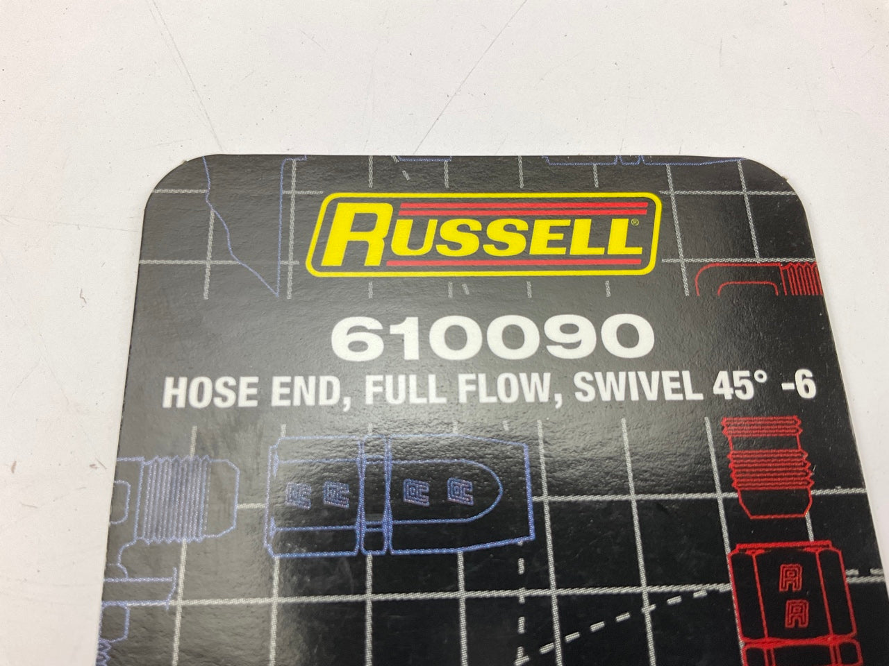 Russell 610090 Red / Blue Anodized Aluminum -6AN 45-Degree Hose End Fitting