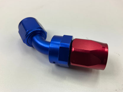 Russell 610100 Full Flow Swivel Hose End Fitting 45 Degree AN8 -8 # 8 Red Blue