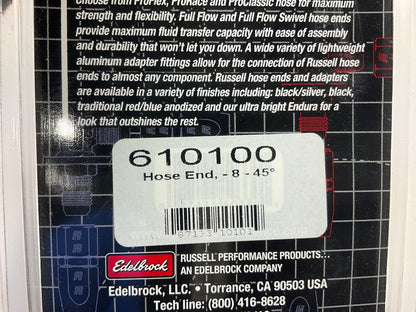 Russell 610100 Full Flow Swivel Hose End Fitting 45 Degree AN8 -8 # 8 Red Blue