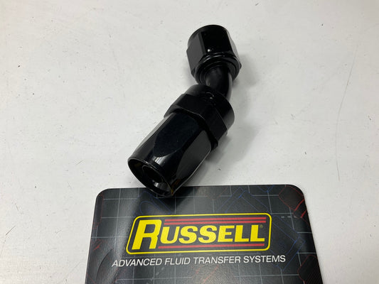 Russell 610105 Full Flow Hose End 45 Degrees -8 AN - Black Anodized Aluminum