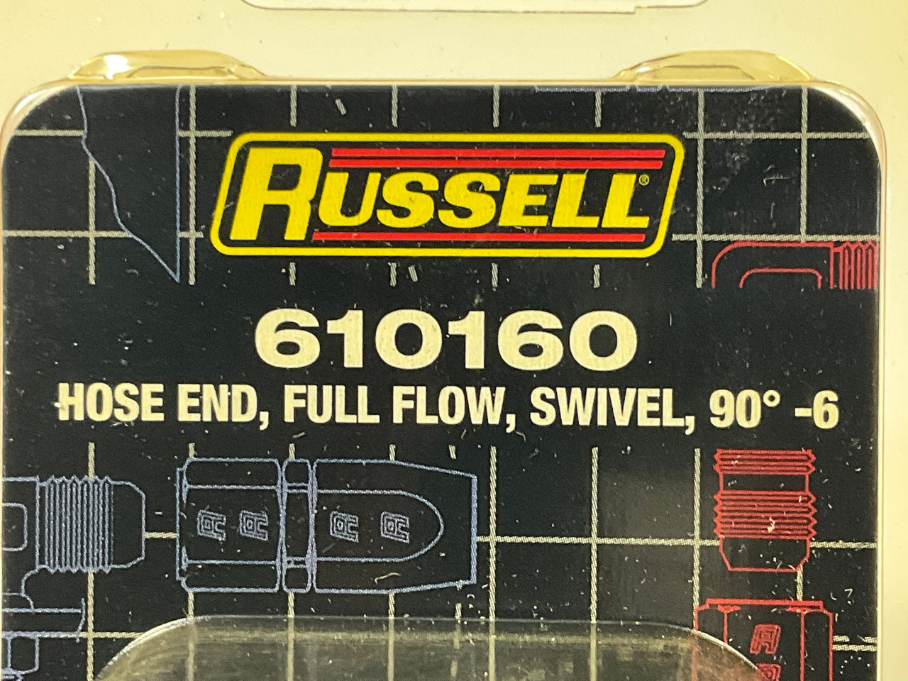 Russell 610160 Red / Blue Anodized Aluminum -6AN 90-Degree Hose End
