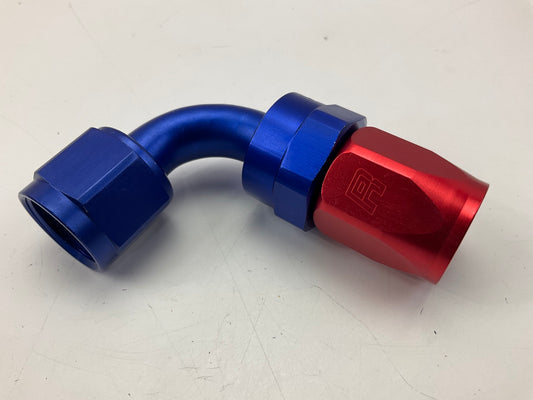 Russell 610170 Red / Blue Anodized Aluminum -8AN 90-Degree Hose End Fitting