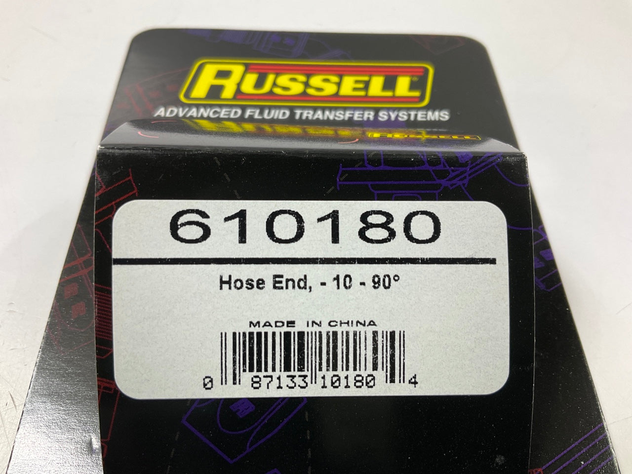 Russell 610180 Red / Blue Anodized Aluminum -10AN 90-Degree Hose End Fitting