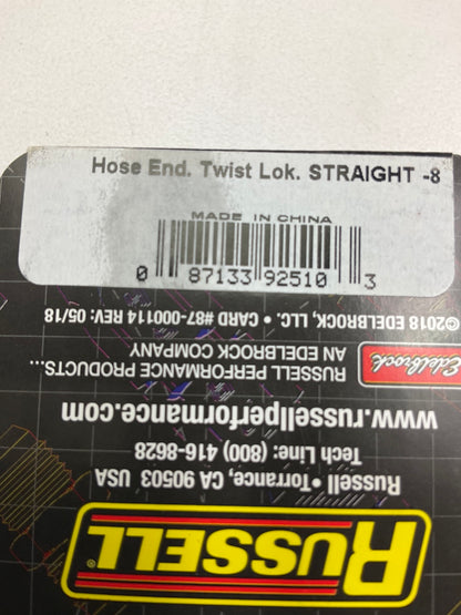 Russell 624023 Twist-Lok Black 8-AN Straight Hose End, Black