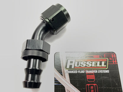 Russell 624093 Black -8AN 45 Degree Twist-Lok Hose End